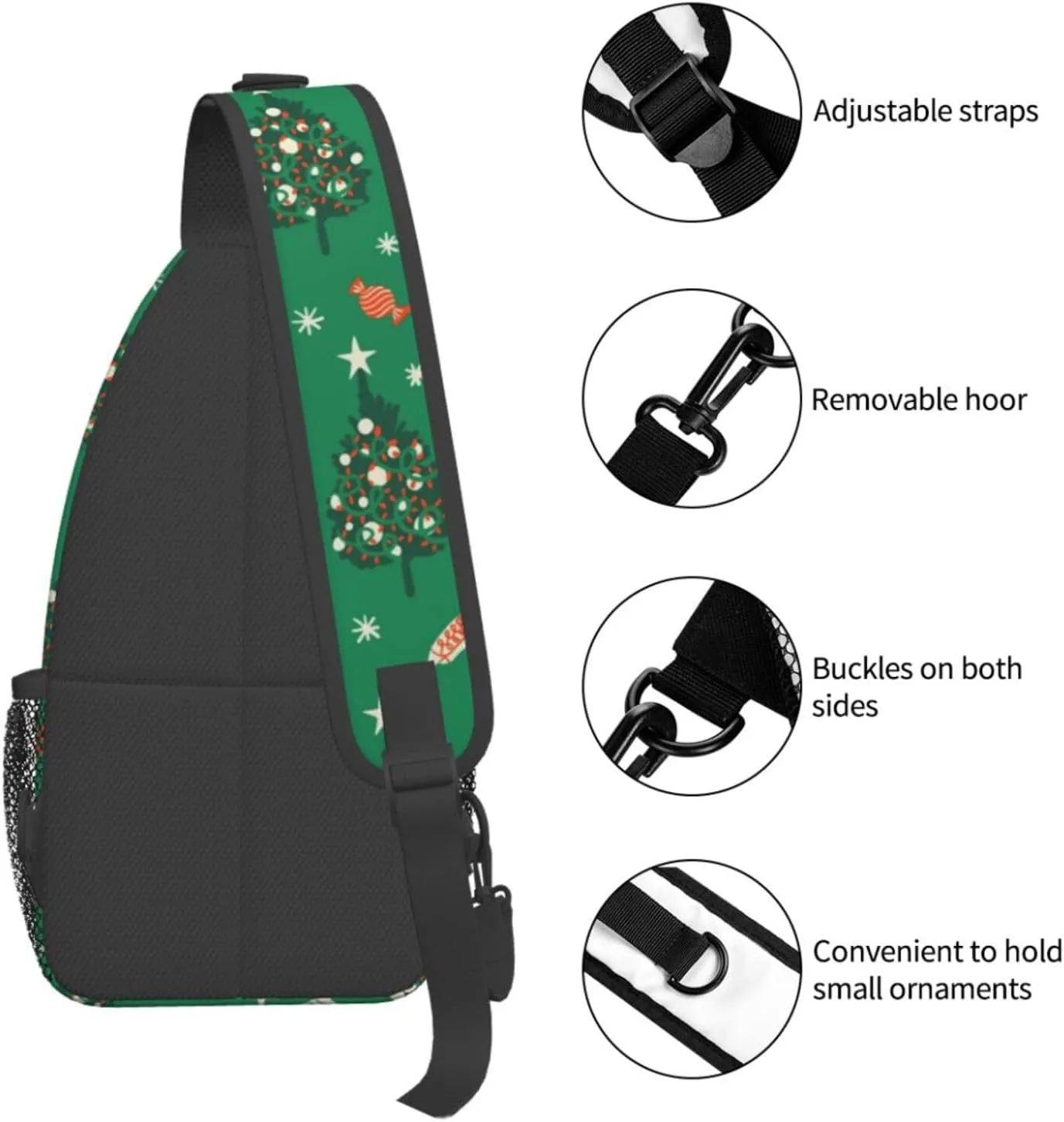 Cute Snowman Crossbody Sling Bag Adjustable Holiday Pattern With Christmas Candies Chest Bag Shoulder Bag Backpack