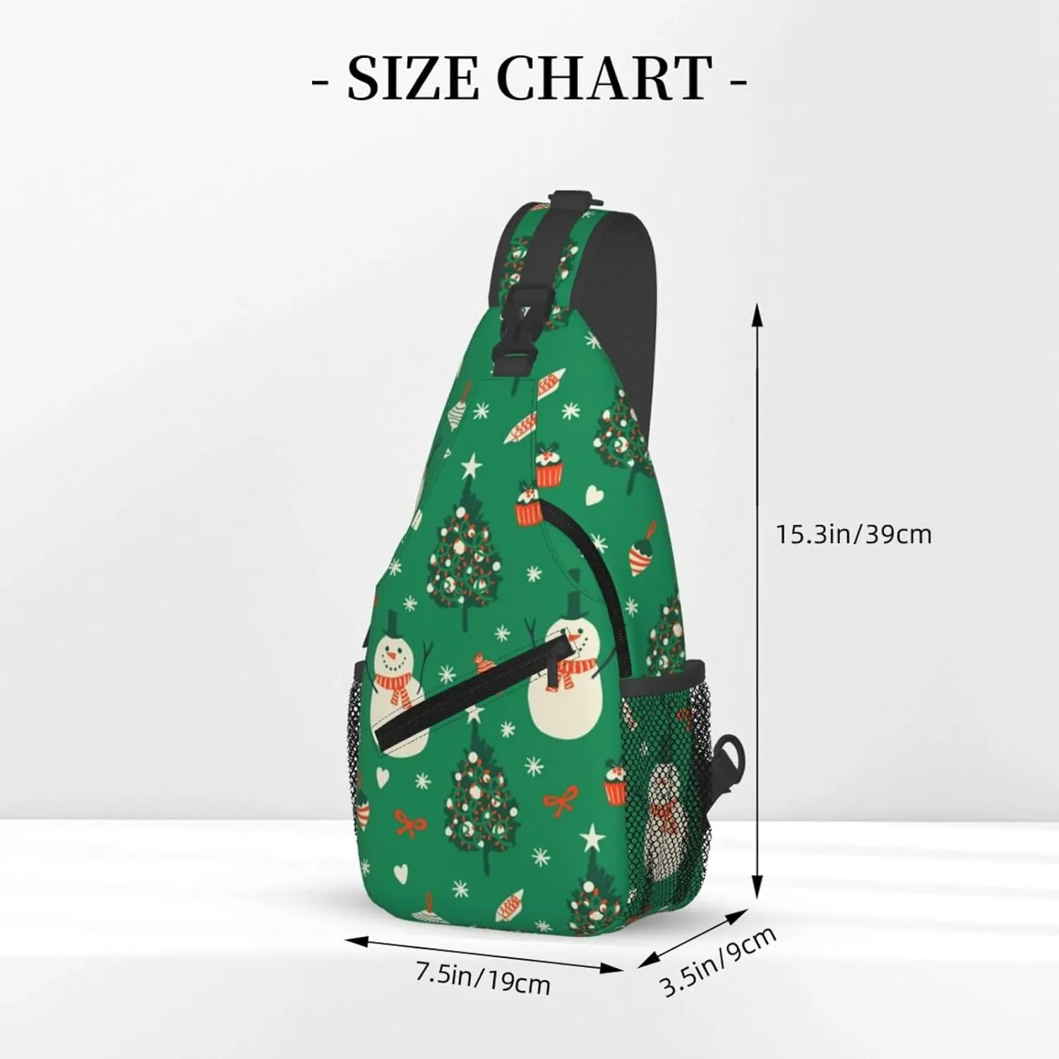 Cute Snowman Crossbody Sling Bag Adjustable Holiday Pattern With Christmas Candies Chest Bag Shoulder Bag Backpack