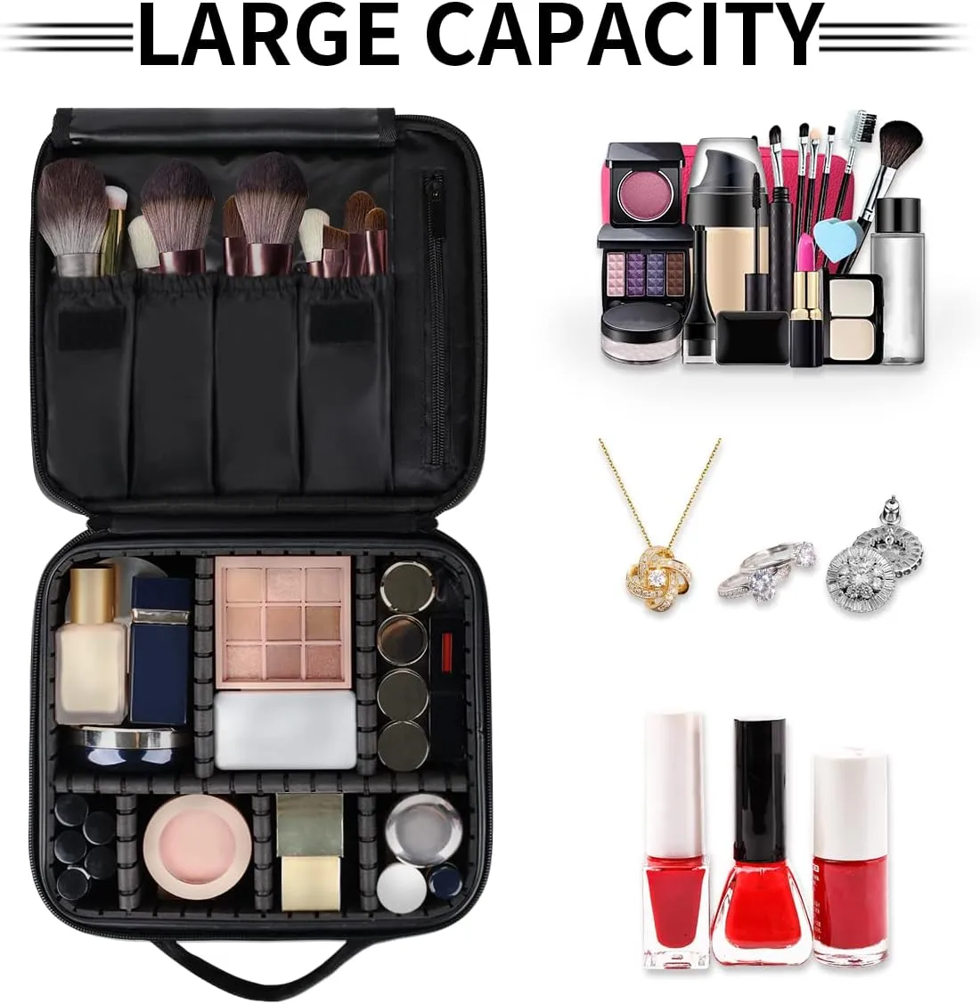 Cute Starfish Makeup Train Case Travel Makeup Bag Professional Cosmetic Organizer Portable Storage Box with Adjustable Dividers for Cosmetics Makeup Brushes Toiletry