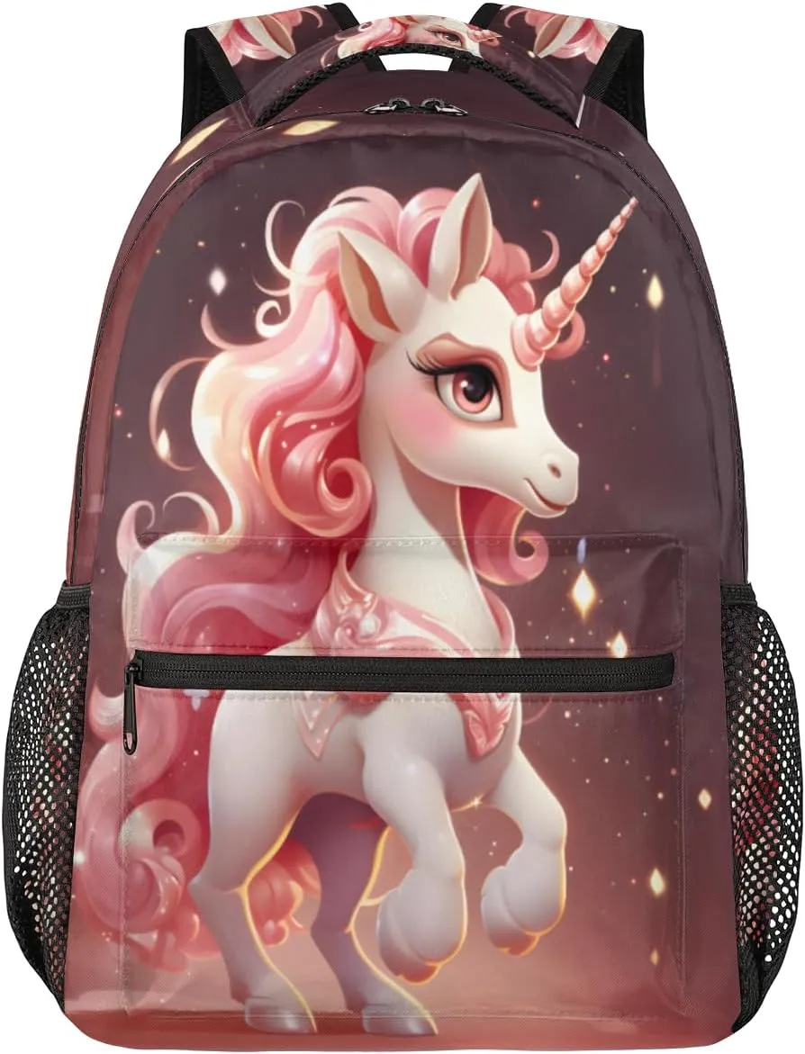 Cute Unicorn Backpacks for Boys Girls Kids Pink Kawaii Unicorn Lightweight 16 Inch School Backpack Laptop College Bookbag Travel Casual Daypack Hiking Camping Computer Rucksack Medium