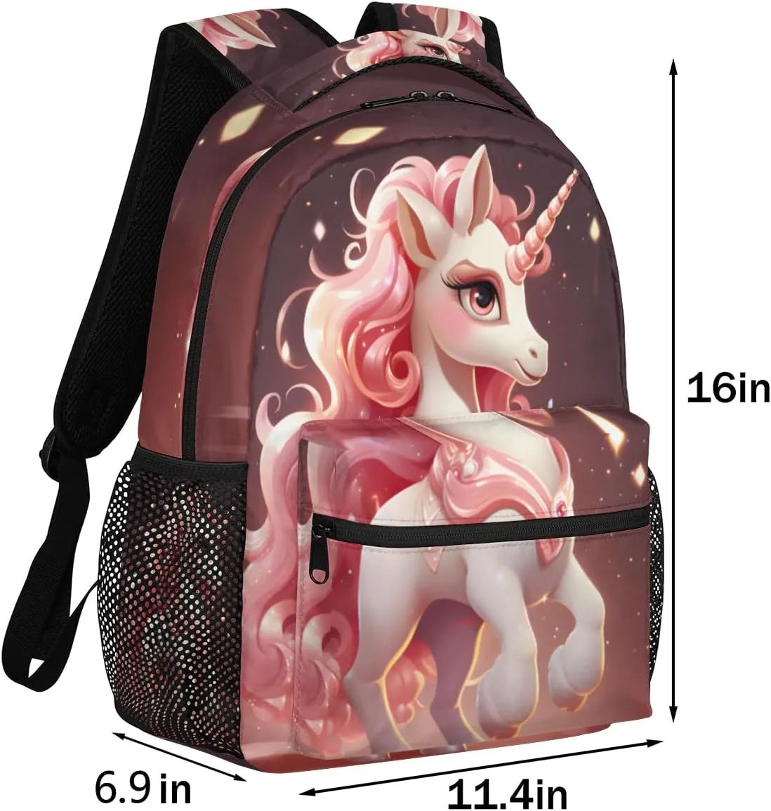 Cute Unicorn Backpacks for Boys Girls Kids Pink Kawaii Unicorn Lightweight 16 Inch School Backpack Laptop College Bookbag Travel Casual Daypack Hiking Camping Computer Rucksack Medium