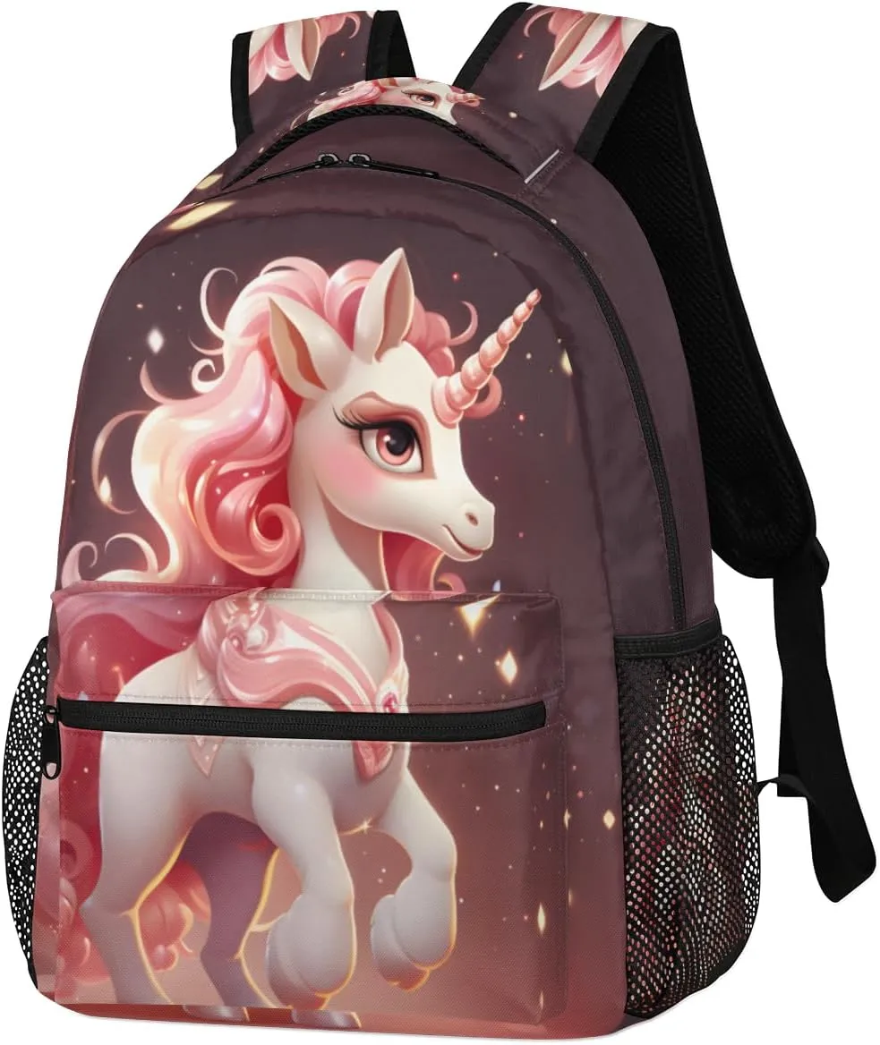 Cute Unicorn Backpacks for Boys Girls Kids Pink Kawaii Unicorn Lightweight 16 Inch School Backpack Laptop College Bookbag Travel Casual Daypack Hiking Camping Computer Rucksack Medium