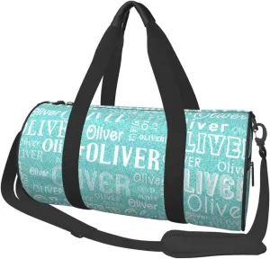 Cyan Gradient Personalized Duffle Bag for Women Men Custom Sports Gym Dance Bag with Name Customize Cheer Bags for Travel Yoga Ballet Cheerleader Overnight Weekender Handbag