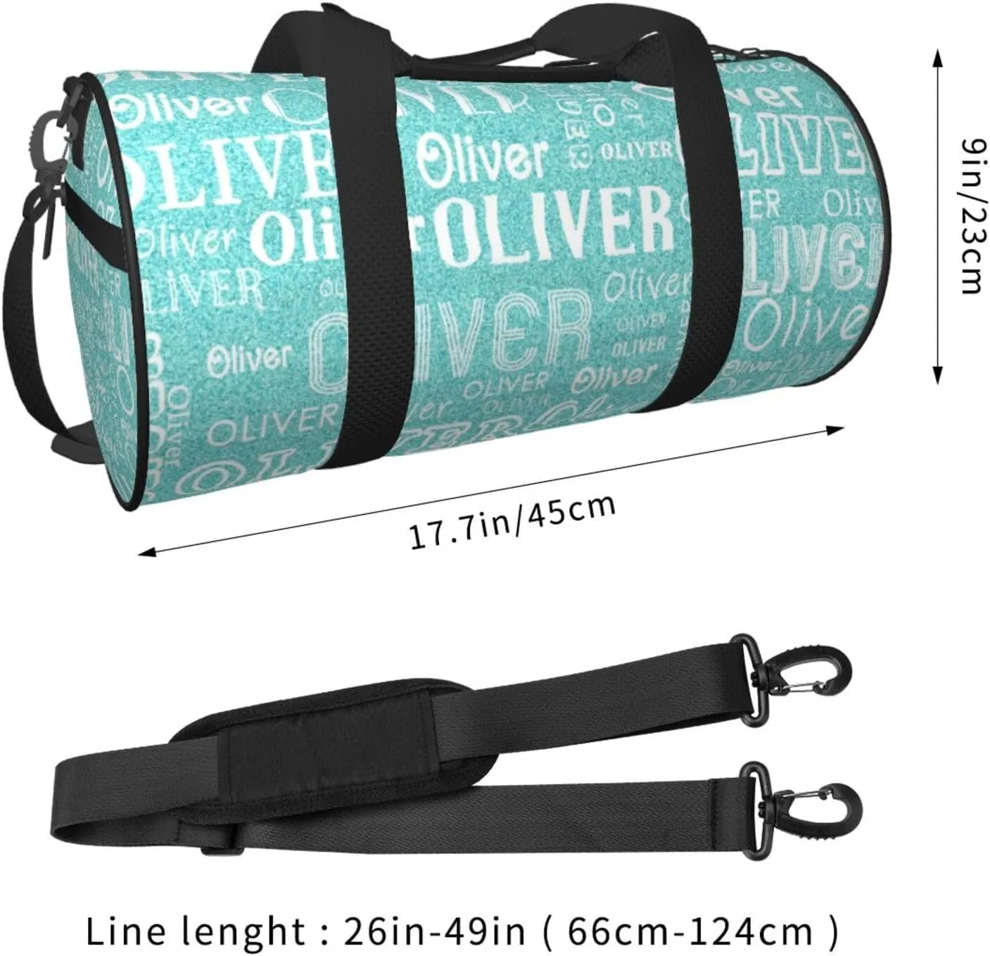 Cyan Gradient Personalized Duffle Bag for Women Men Custom Sports Gym Dance Bag with Name Customize Cheer Bags for Travel Yoga Ballet Cheerleader Overnight Weekender Handbag