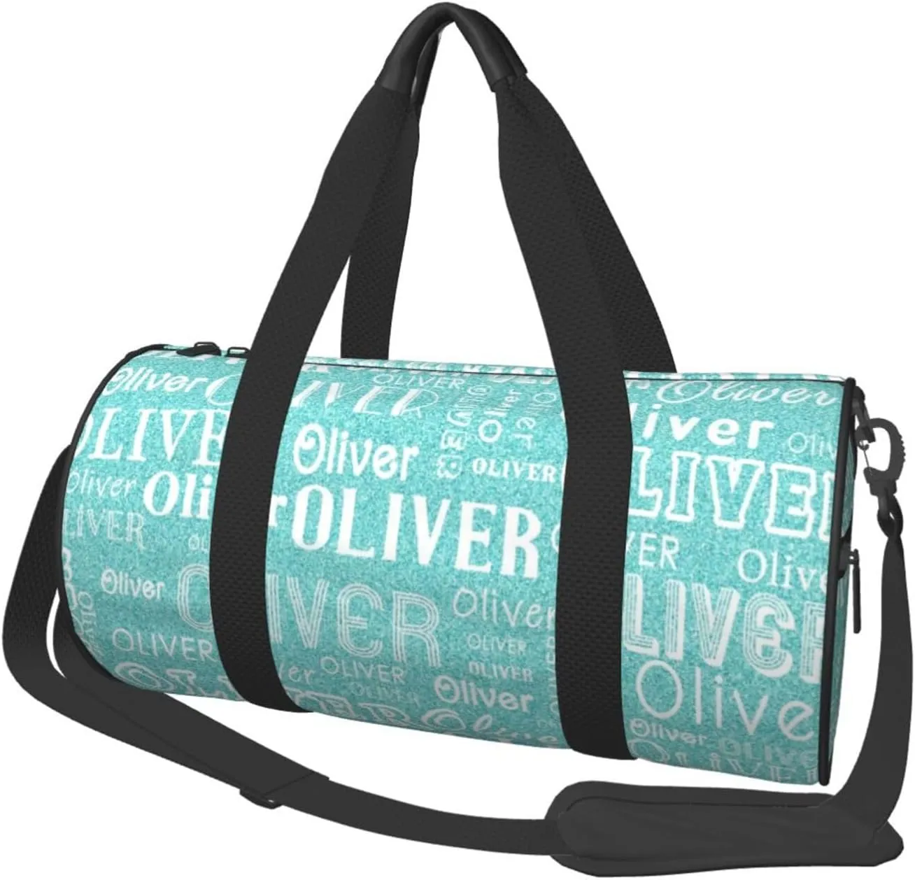 Cyan Gradient Personalized Duffle Bag for Women Men Custom Sports Gym Dance Bag with Name Customize Cheer Bags for Travel Yoga Ballet Cheerleader Overnight Weekender Handbag