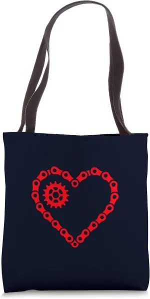Cycling Heart Bike Chain Gear Love Biker Design Tote Bag