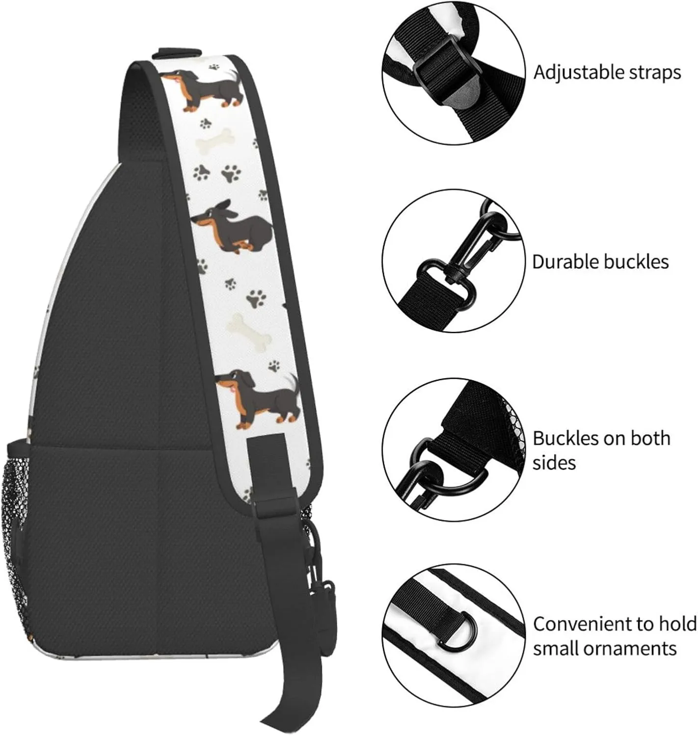 Dachshund Dog Small Sling Bag for Men Women Crossbody Backpack Hiking Travel Daypack Chest Shoulder Bag with Adjustable Strap