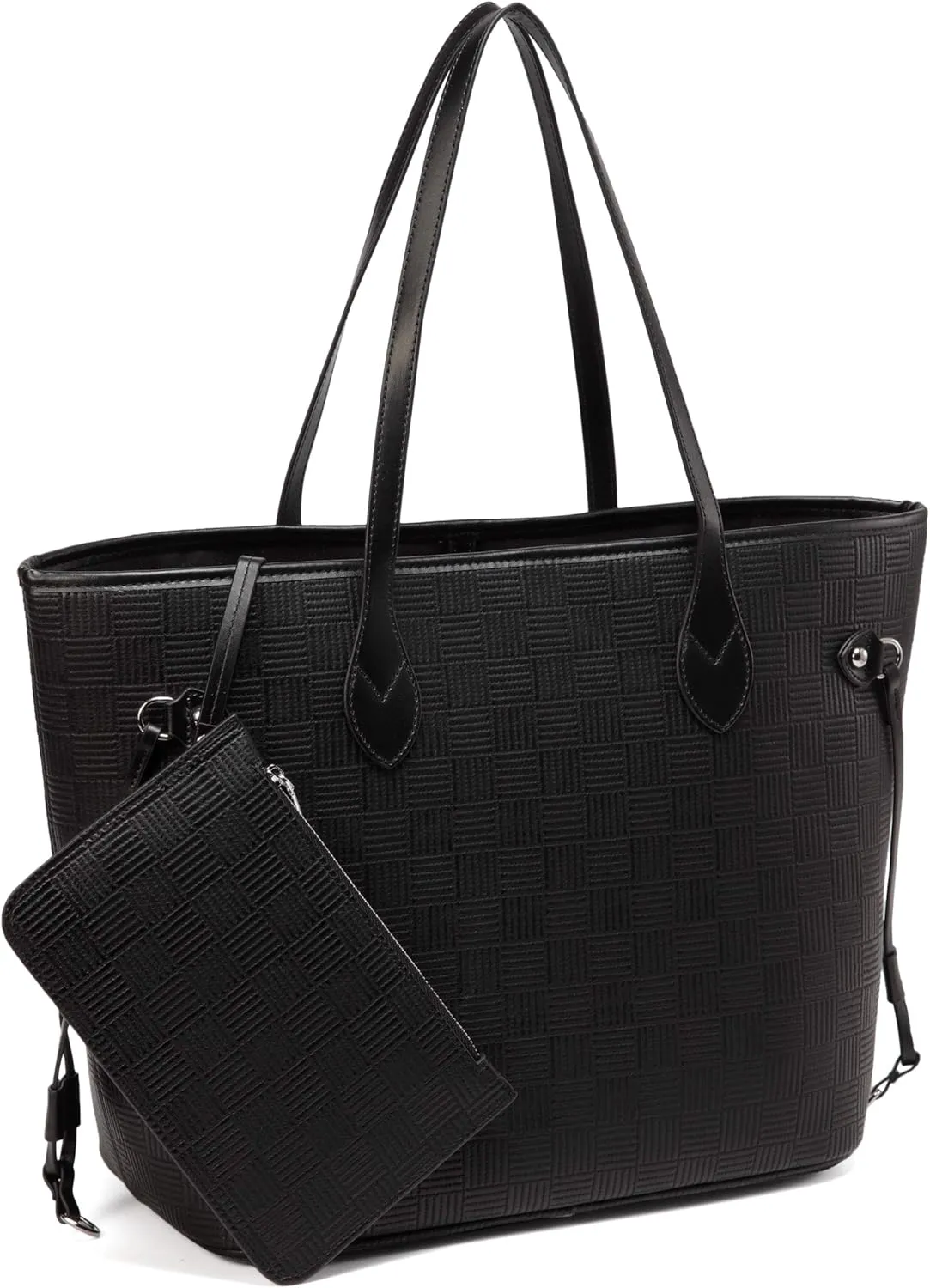 Daisy Rose Tote Shoulder Travel Bag & Matching Clutch PU Vegan Leather