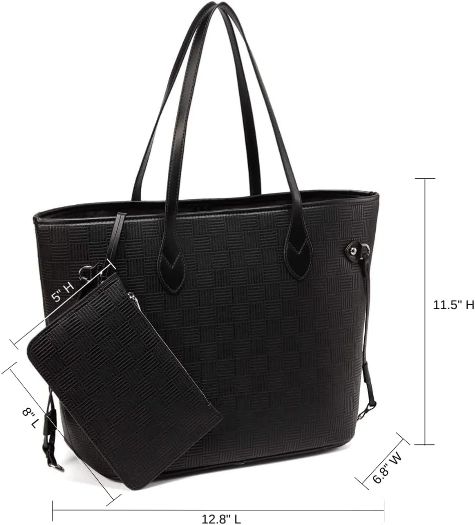 Daisy Rose Tote Shoulder Travel Bag & Matching Clutch PU Vegan Leather