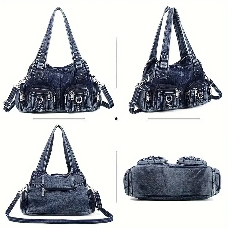 Daisy | Vintage Washed Denim Crossbody Messenger Bag