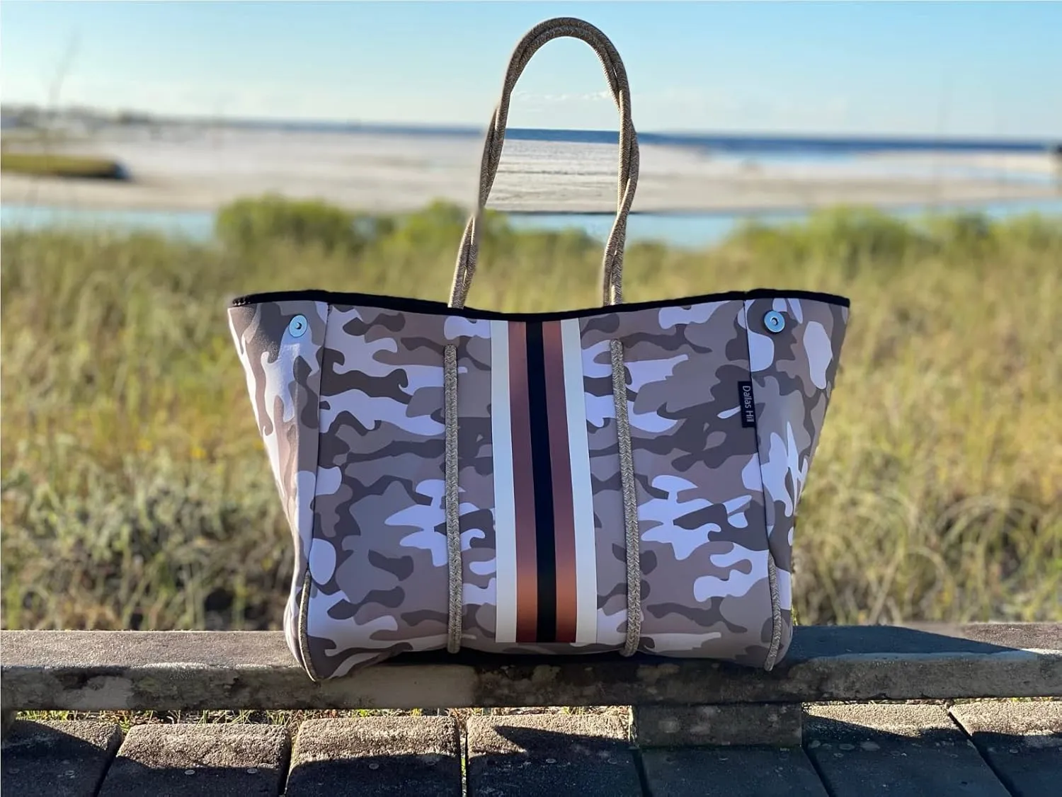 Dallas Hill Designs Large Tote Bag for Women | Neoprene Shoulder Purse | Travel, Beach, Gym Handbag | Extra Pouch
