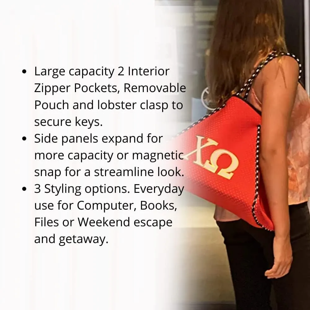 Dallas Hill Designs Sorority Tote Bag for Women | Neoprene Shoulder Purse | Travel, Gym Handbag | Extra Pouch | Gift