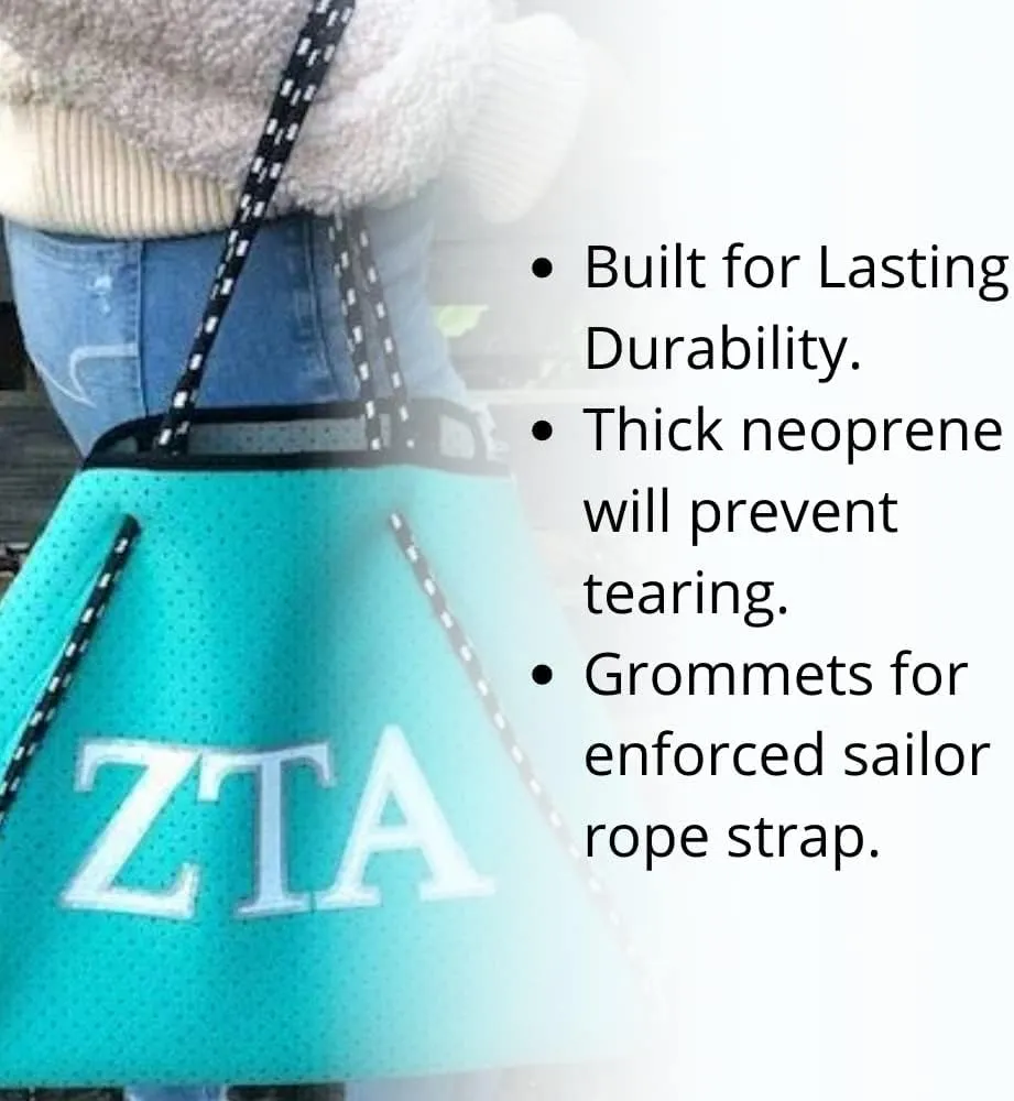 Dallas Hill Designs Sorority Tote Bag for Women | Neoprene Shoulder Purse | Travel, Gym Handbag | Extra Pouch | Gift