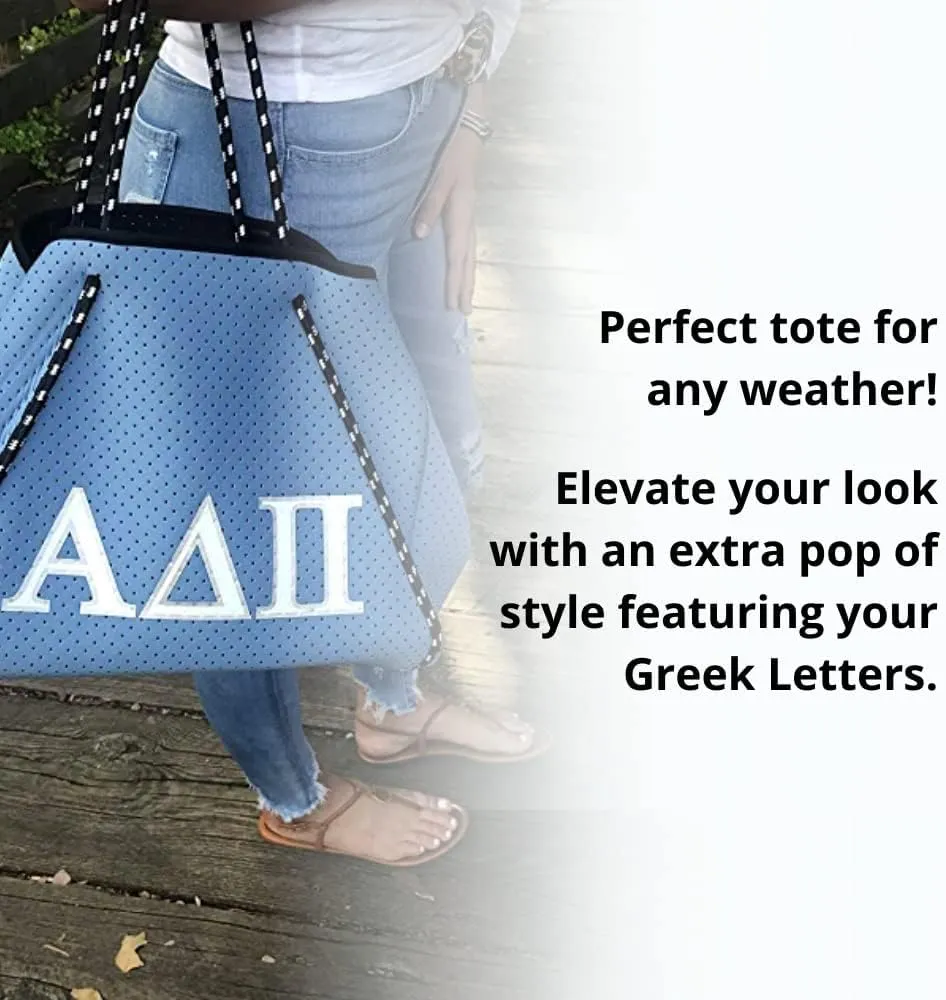 Dallas Hill Designs Sorority Tote Bag for Women | Neoprene Shoulder Purse | Travel, Gym Handbag | Extra Pouch | Gift