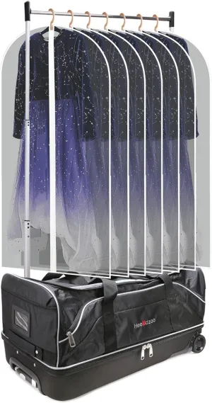 Dance Bag With Garment Rack,28inch Dance Competition Garment Bags with Clothes rack,Suitcase,Rolling duffle For Travel, Wheeled Drop-Bottom Upright Luggage Closet Suitcase (Grey)