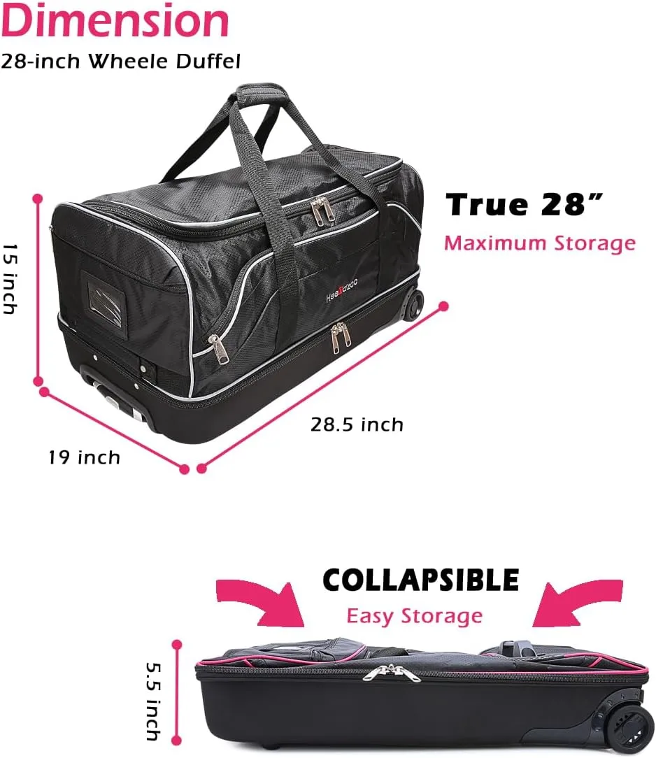 Dance Bag With Garment Rack,28inch Dance Competition Garment Bags with Clothes rack,Suitcase,Rolling duffle For Travel, Wheeled Drop-Bottom Upright Luggage Closet Suitcase (Grey)