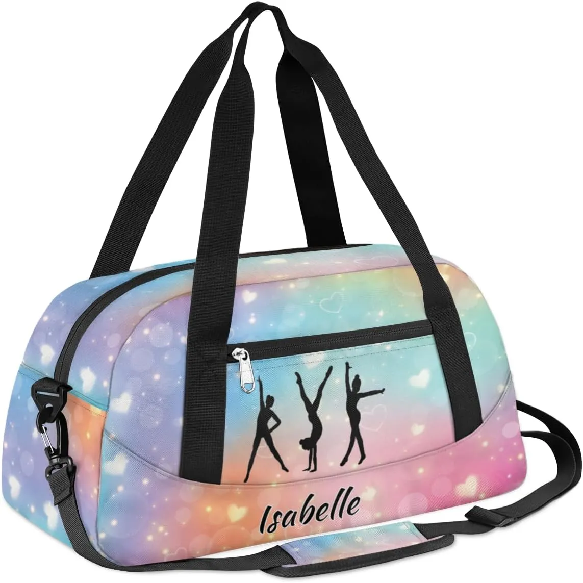 Dance Bags for Girls Duffle Bag Kids Overnight Travel Sleepover Bag Customized Name Text Sports Gym Bag