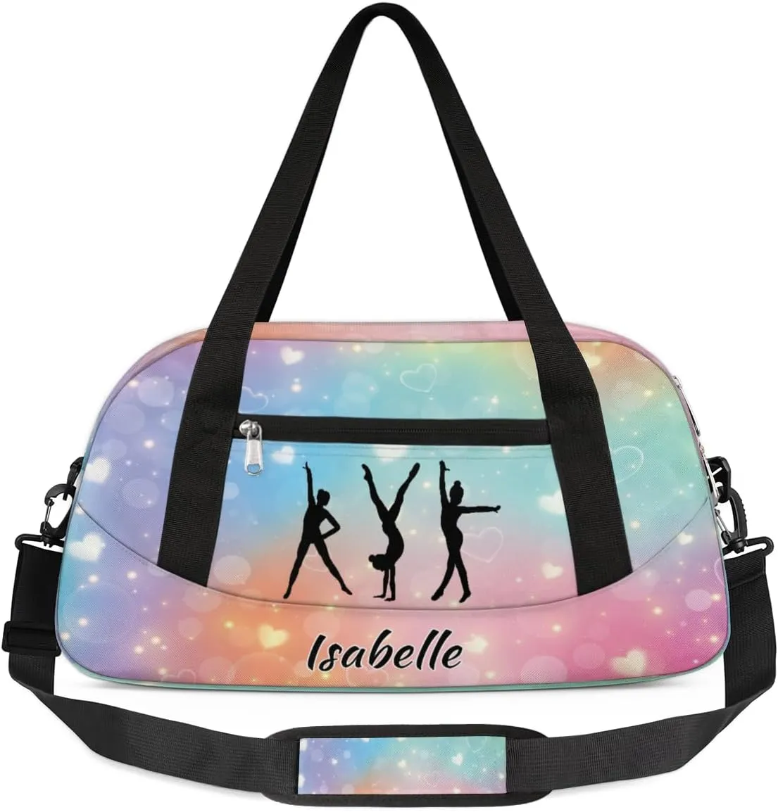 Dance Bags for Girls Duffle Bag Kids Overnight Travel Sleepover Bag Customized Name Text Sports Gym Bag