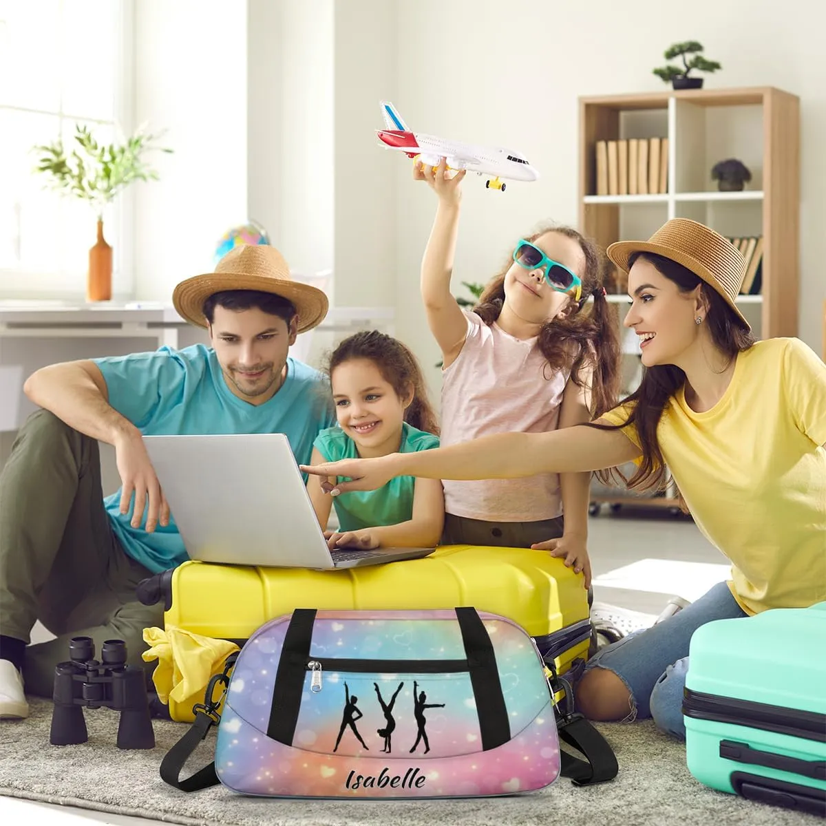 Dance Bags for Girls Duffle Bag Kids Overnight Travel Sleepover Bag Customized Name Text Sports Gym Bag
