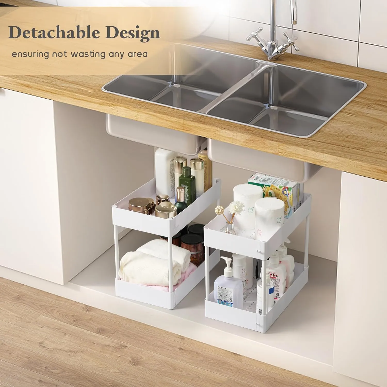 danpinera Storage Cart on Wheels, 3 Tier Slim Laundry Cart with Wheels Bathroom Cart Organizer with Hanging Cups Hooks Dividers Handle Mobile Rolling Art Cart for Bathroom Kitchen Narrow Places, White