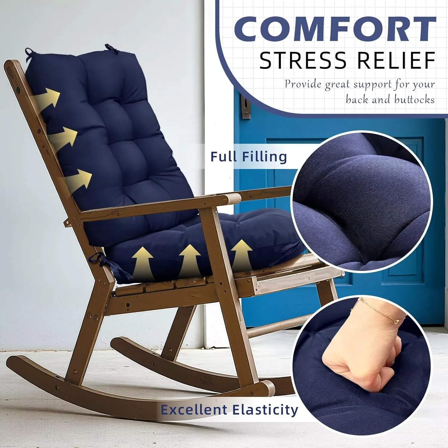 Dark Green Patio Chair Cushion Outdoor Indoor Rocking Chair Cushions Set of 1 Replacement Cushions for Chairs Waterproof Seat Pads