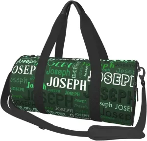 Dark Green Pattern Personalized Duffle Bag for Women Men Custom Sports Gym Dance Bag with Name Customize Cheer Bags for Travel Yoga Ballet Cheerleader Overnight Weekender Handbag
