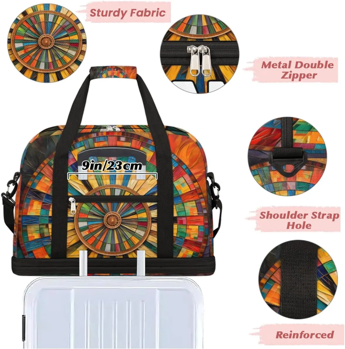 Darts Board Sports Custom Foldable Duffle Bag with Shoes Compartment Personalized Large Capacity Waterproof Travel Weekender Bag Overnight Bag for Sports Gym
