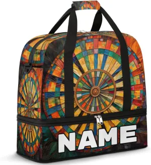 Darts Board Sports Custom Foldable Duffle Bag with Shoes Compartment Personalized Large Capacity Waterproof Travel Weekender Bag Overnight Bag for Sports Gym