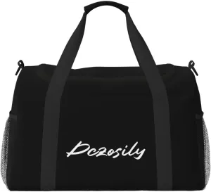 Dczosily Hand Travel Bag,Custom Design Text/Picture,Waterproof Weekender Gym Bag for Women, Large Storage Duffle Bag with Zippers and Handles, Foldable Duffle Bag (Black)