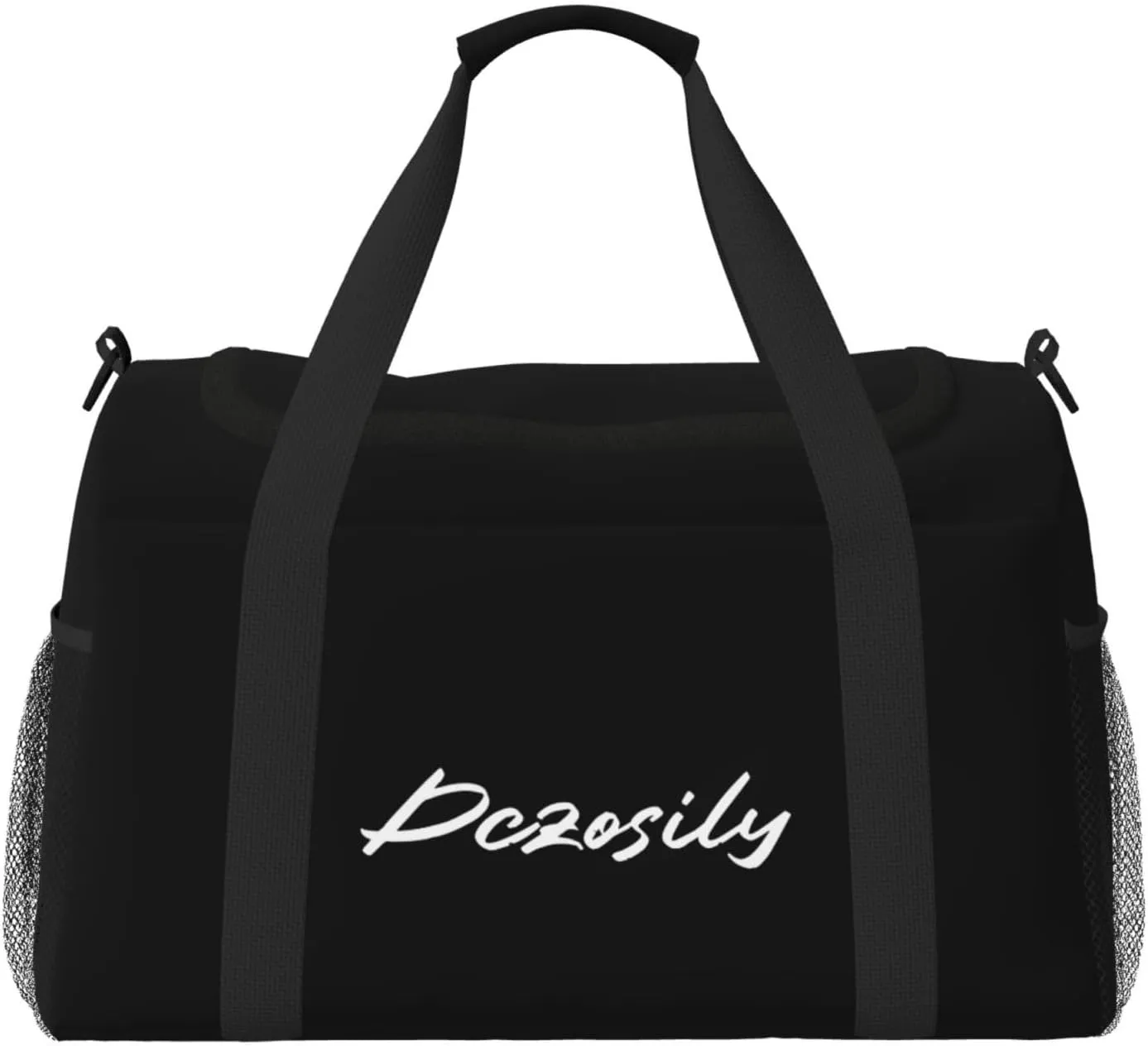 Dczosily Hand Travel Bag,Custom Design Text/Picture,Waterproof Weekender Gym Bag for Women, Large Storage Duffle Bag with Zippers and Handles, Foldable Duffle Bag (Black)