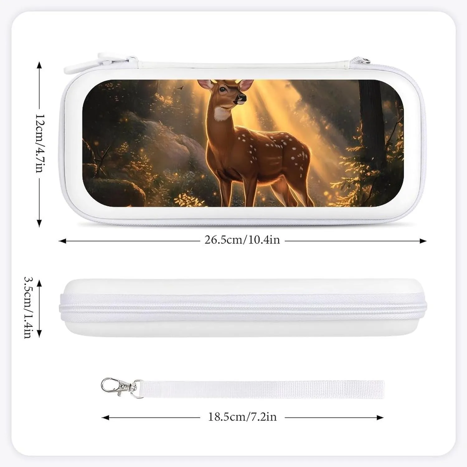 Deer in The Autumn Woods Compatible with Switch Carrying Case Hard Travel Game Bag Pouch with 15 Games Accessories