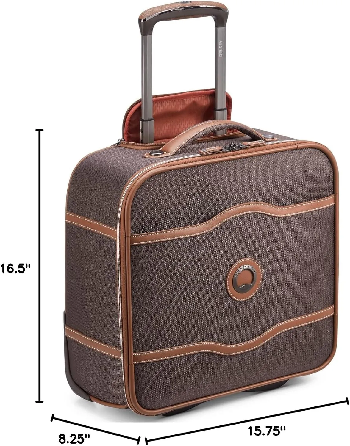 DELSEY PARIS Chatelet 2.0 Softside Luggage Under-Seater with 2 Wheels, Chocolate Brown, Carry on 16 Inch