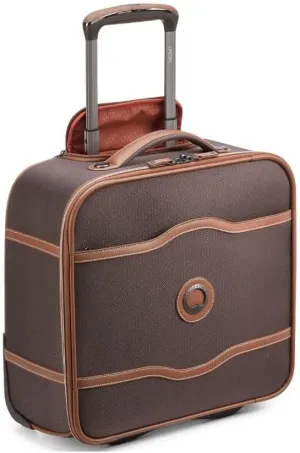 DELSEY PARIS Chatelet 2.0 Softside Luggage Under-Seater with 2 Wheels, Chocolate Brown, Carry on 16 Inch