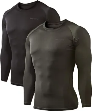 DEVOPS 2 Pack Men's Thermal Long Sleeve Compression Shirts