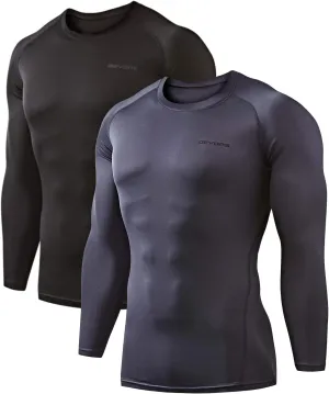 DEVOPS 2 Pack Men's Thermal Long Sleeve Compression Shirts
