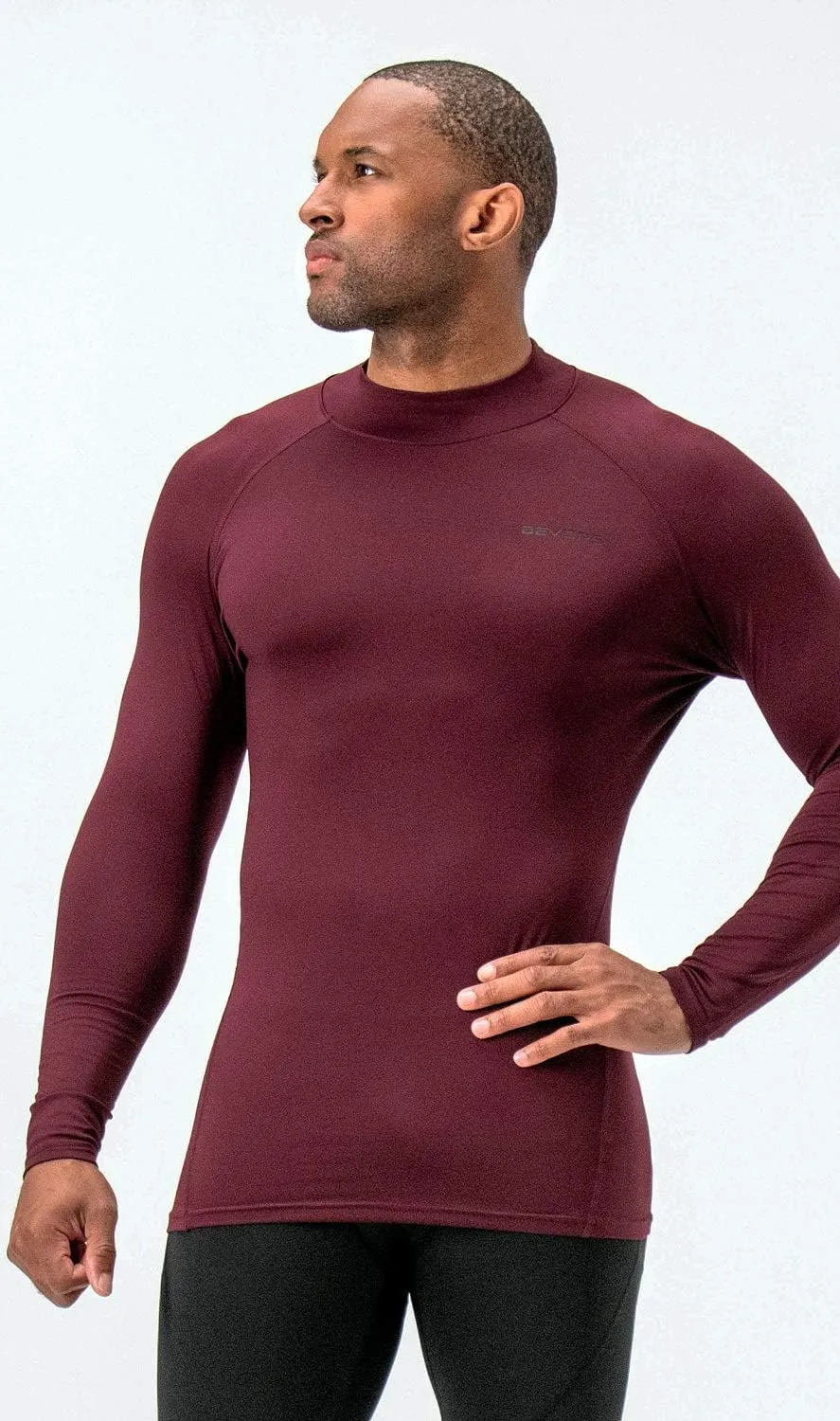 DEVOPS 2 Pack Men's Thermal Turtle Mock Neck Shirts, Compression Long Sleeve Tops and Hoodies