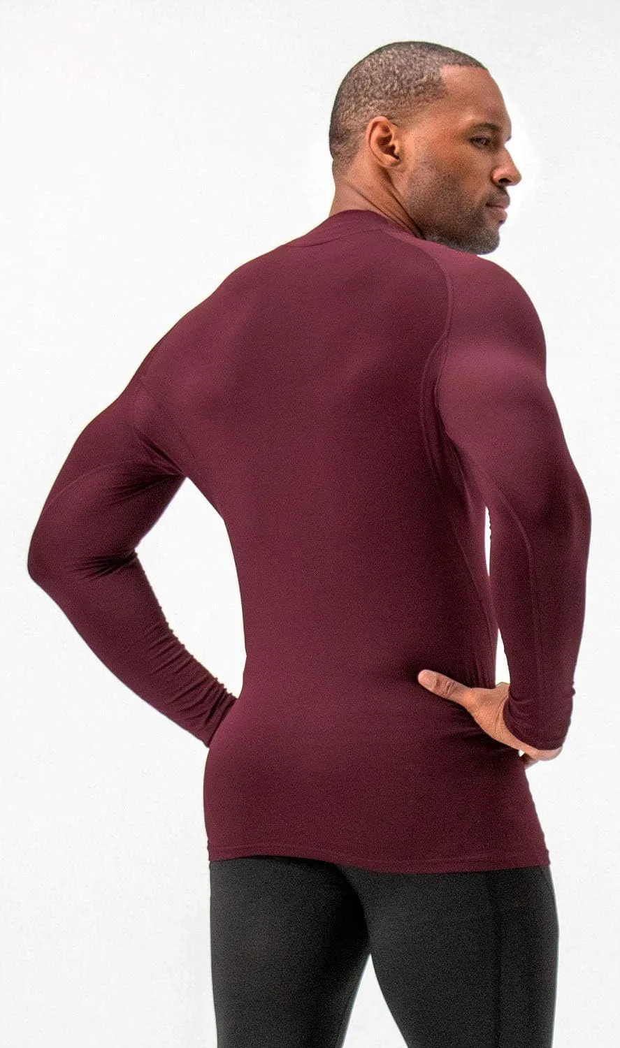 DEVOPS 2 Pack Men's Thermal Turtle Mock Neck Shirts, Compression Long Sleeve Tops and Hoodies