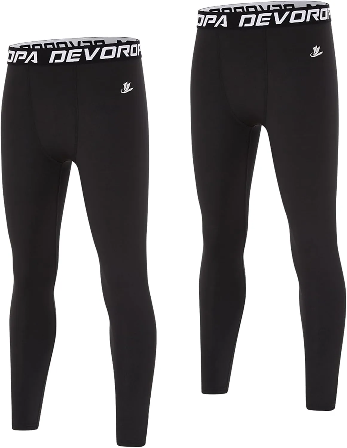DEVOROPA Boys Leggings Quick Dry Youth Compression Pants Sports Tights Basketball Baseball Base Layer Husky/Slim/Regular Fit