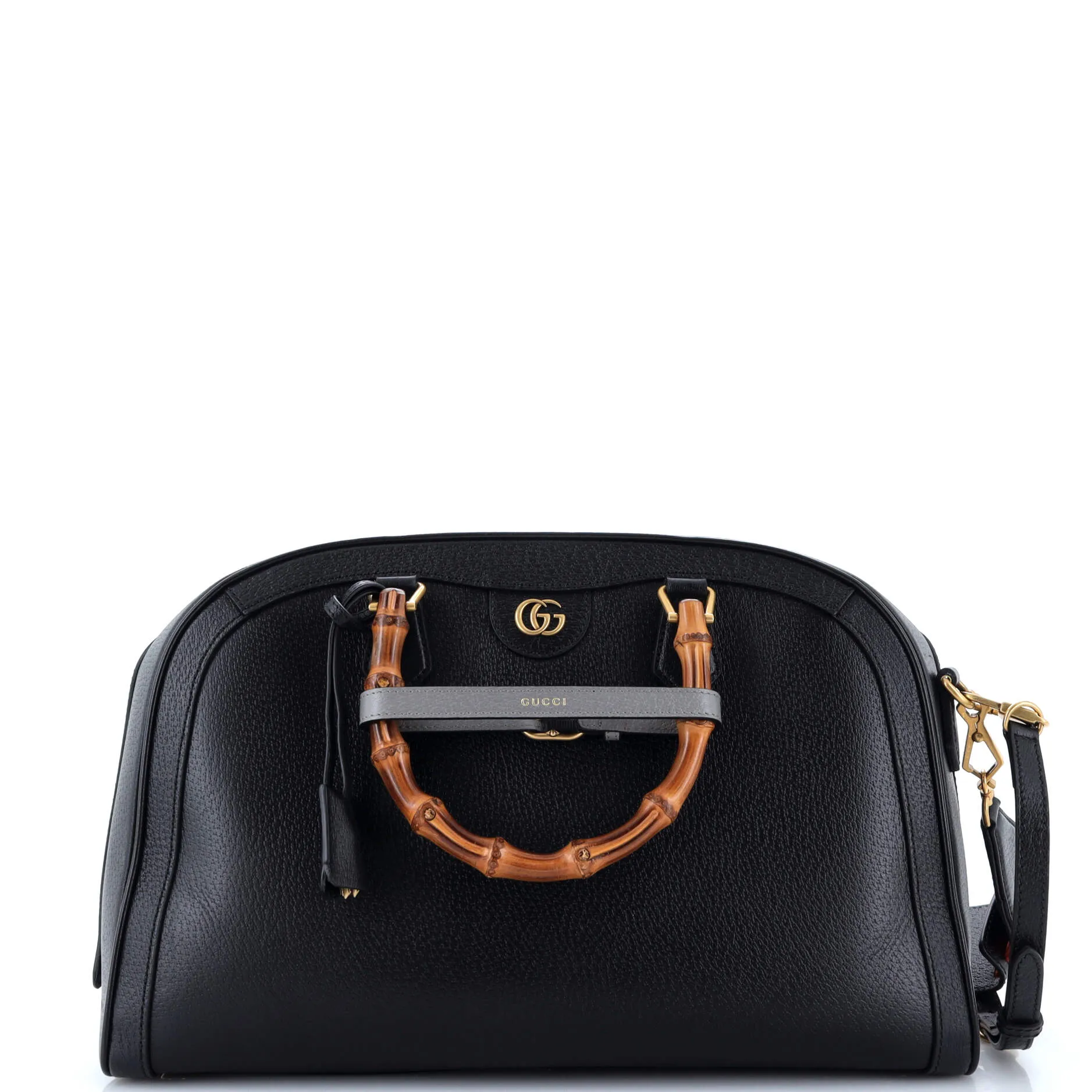 Diana NM Bamboo Handle Duffle Bag Leather Medium