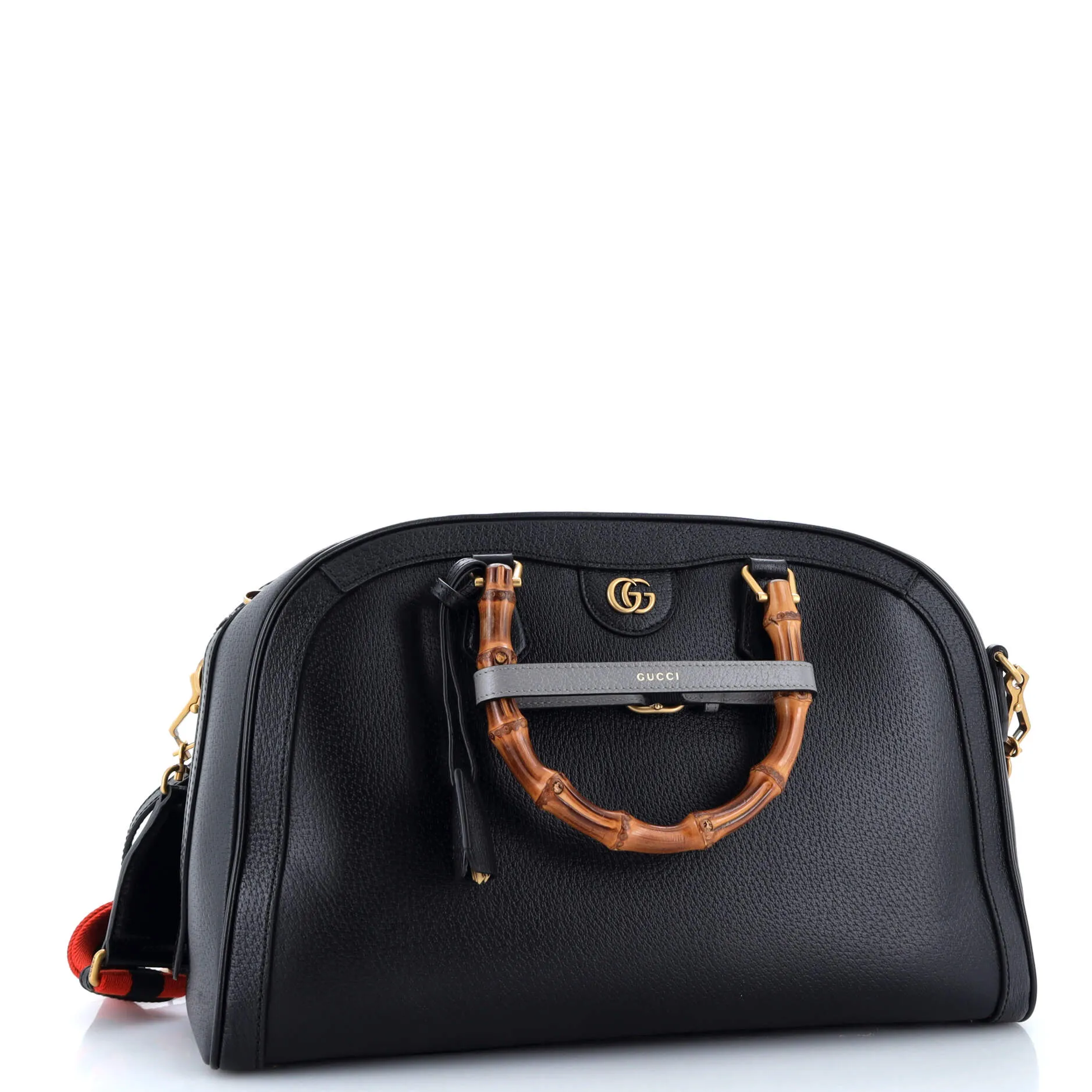 Diana NM Bamboo Handle Duffle Bag Leather Medium