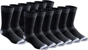 Dickies Men's Dri-tech Moisture Control Max Full Cushion Crew Socks, Available in M-XL (6, 12 Pairs)