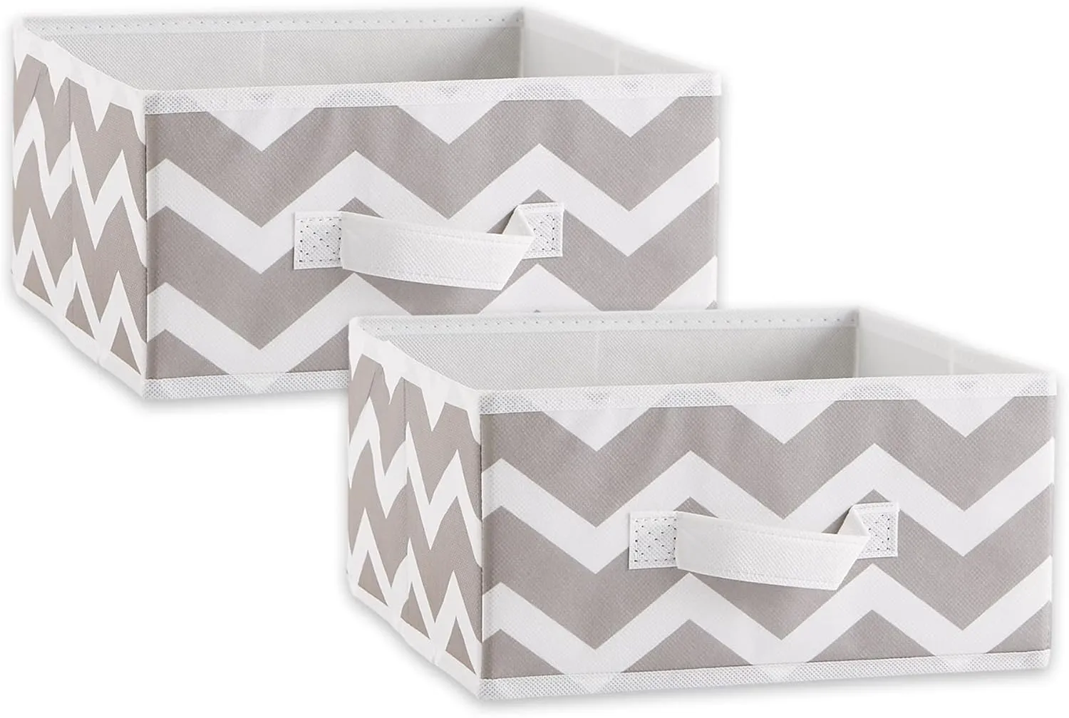 DII Non Woven Polyester Storage Bin, 11x11x5.5-inch, Chevron Gray, 2 Piece