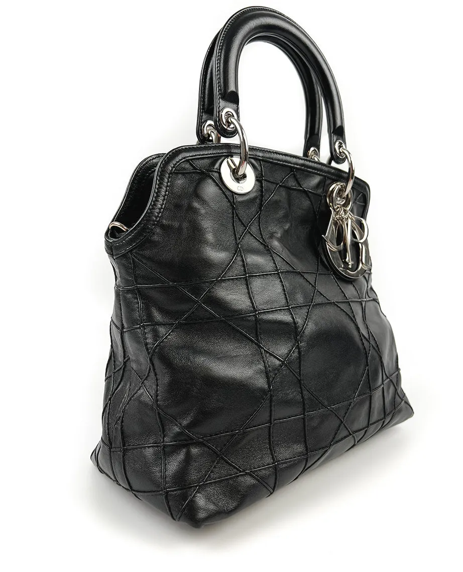 Dior Granville Tote Black Cannage Quilted Lambskin SHW