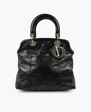 Dior Granville Tote Black Cannage Quilted Lambskin SHW