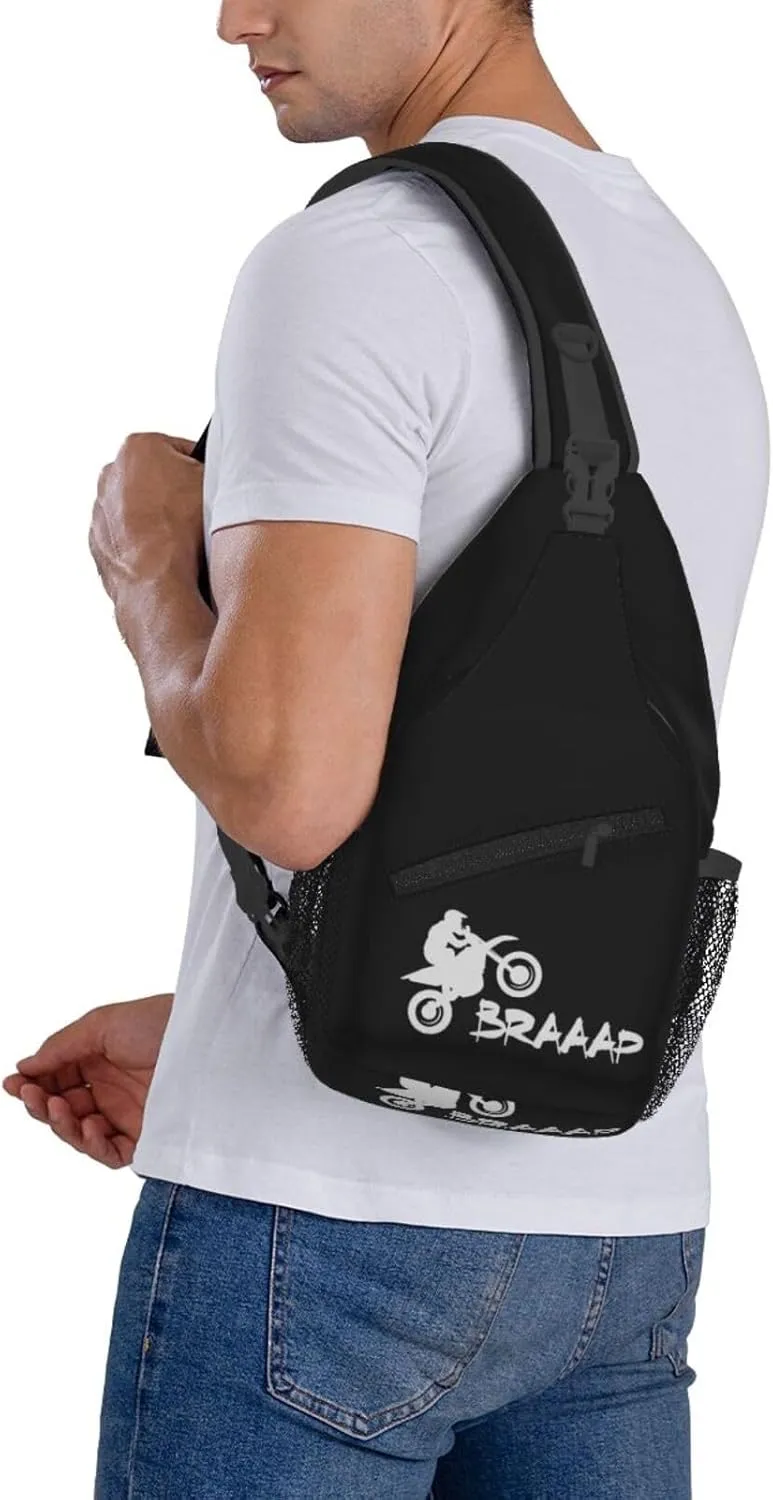 Dirt Bike Sling Backpack Shoulder Chest Bag For Men Women Hiking Travel Crossbody Daypack