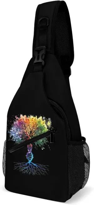 DNA Double Helix Tree Funny Crossbody Sling Bag Novelty Chest Bags Shoulder Backpack For Travel Hiking 15×8×4 Inches