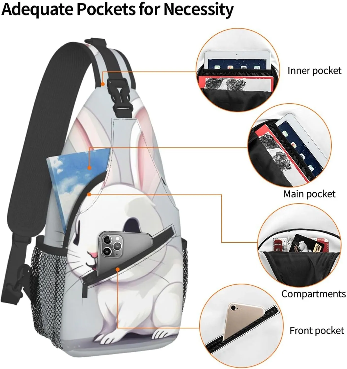 Dog Breed Unisex Crossbody Backpack Travel Hiking Casual Chest Bags Lightweight Fashion