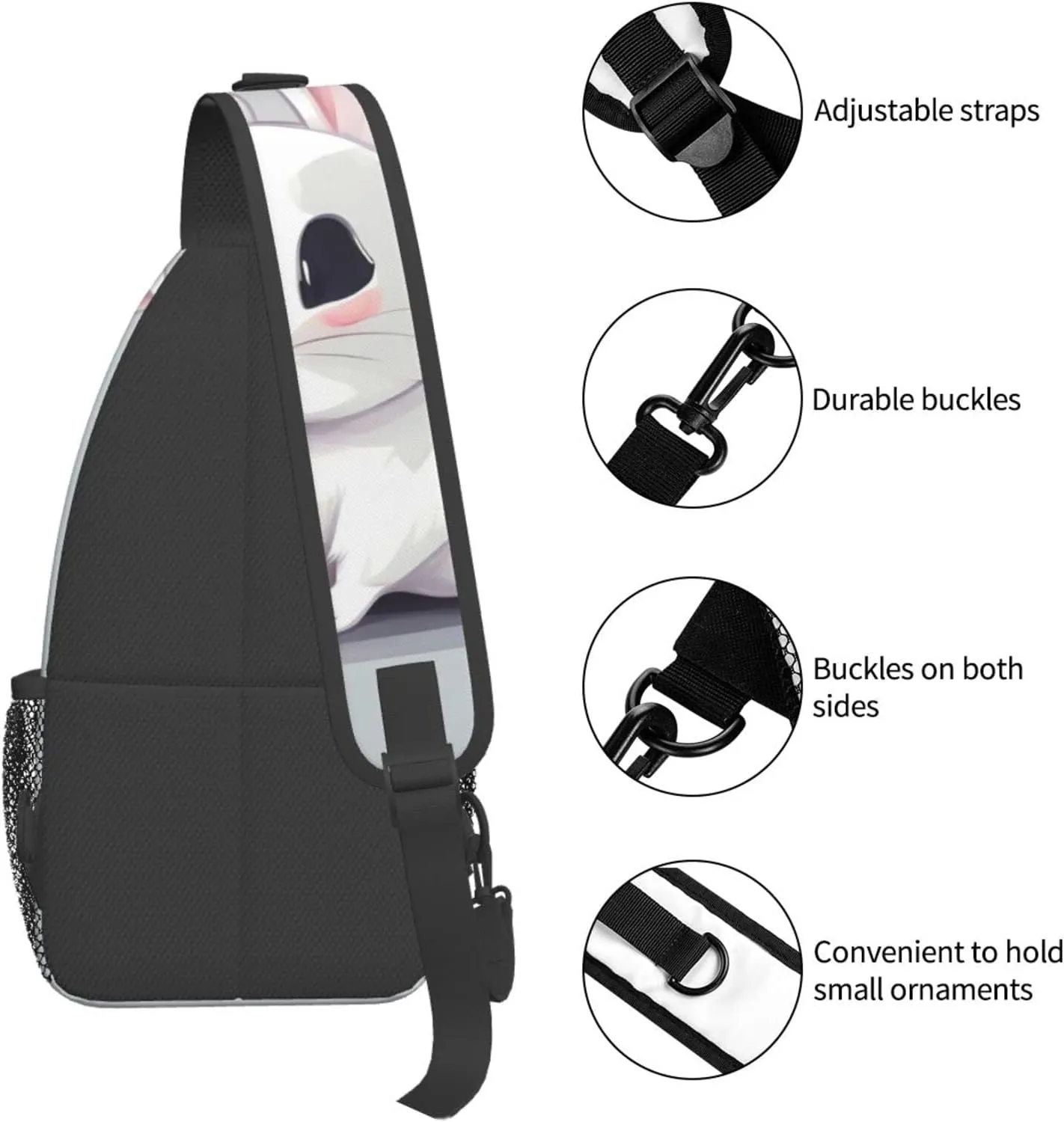 Dog Breed Unisex Crossbody Backpack Travel Hiking Casual Chest Bags Lightweight Fashion