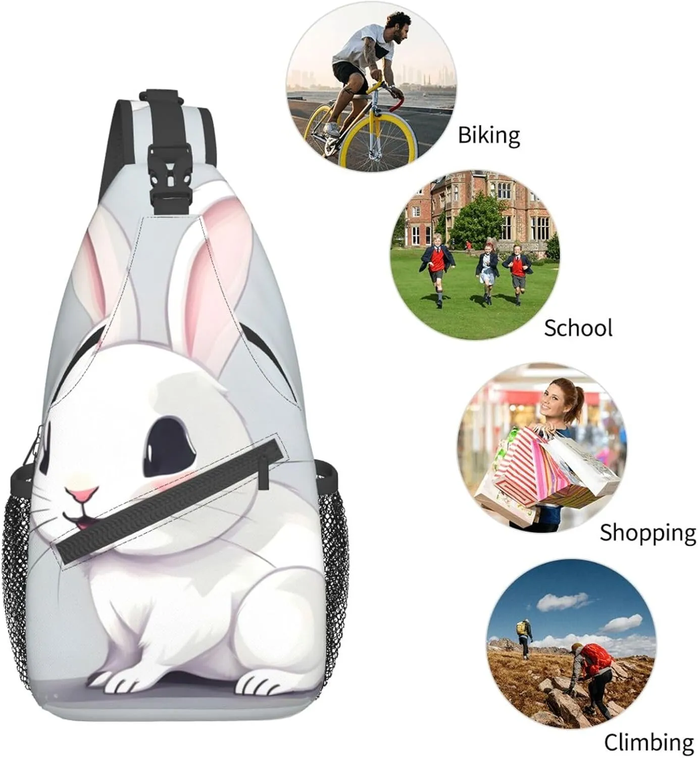 Dog Breed Unisex Crossbody Backpack Travel Hiking Casual Chest Bags Lightweight Fashion