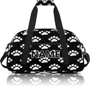 Dog Paw Print Mini Gym Bag 18 inch for Women Men Waterproof Custom Paws Travel Duffel Bag Carry On Overnight Tote Nurse Bag for Work Fitness Hiking